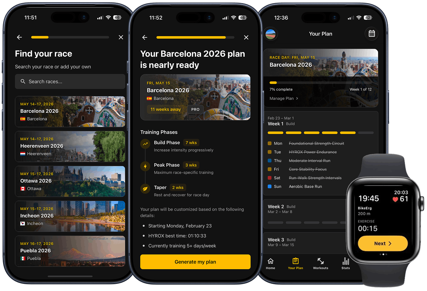 TrainRox App showing training plans
